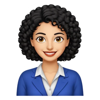 30 year old iranian woman very short curly black hair, big brown eyes, tanned skin, big smile, white teeth, pretty, stylish sticker