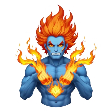 Hades blue god with flaming hair sticker