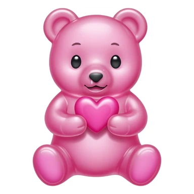 Gummy bear blanco agarrando un corazón rosa cute sticker