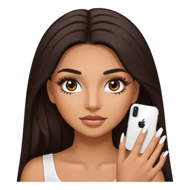 Baddie Latina emoji with fake lashes and white nails sticker