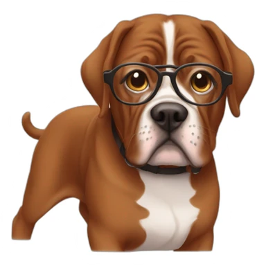 brunette in specs with french mastiff sticker