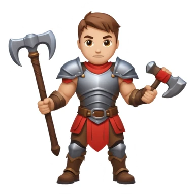 An emoji representing the "ironman challenge" for an Albion Online mmorpg character who crafts everything themselves the hard way, and does not buy or sell items in-game. Think of ironman marathons as a guiding principle. sticker