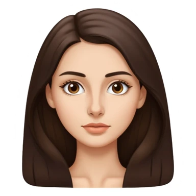 a brunette with thin nose almost sharp jaw line perfect eye brows and long hair slightly wheatish tone sticker