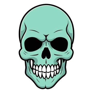 blown skull cartoonish style sticker
