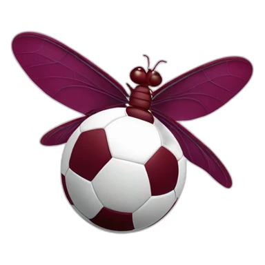 a maroon cartoon dragonfly playing soccer sticker