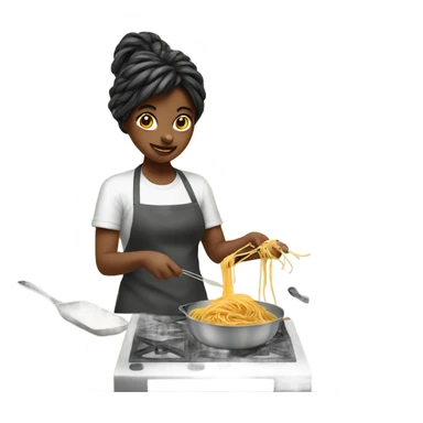 Girl cooking spaghetti sticker