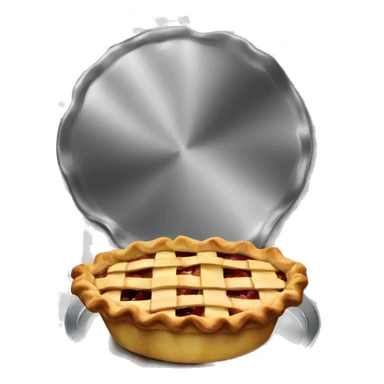 Apple pie on steel with a clawed tablecloth sticker