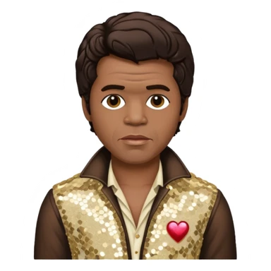 James Brown with dark brown hair, ivory sequin outfit sticker