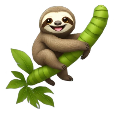 Sloth riding smiling caterpillar sticker