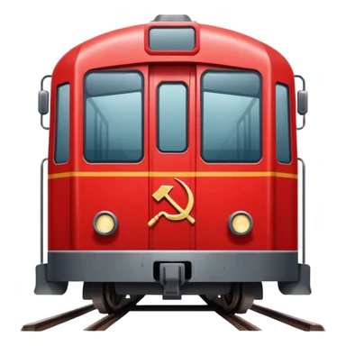 USSR metro train with hammer and sickle on the front sticker