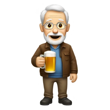 Old guy drinking beer sticker