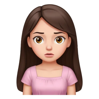 annoyed long brunette hair girl with hazel eyes wearing light pink dress sticker