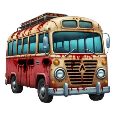 Zombie apocalypse bus..... in the style of your bleeding skull art. More blood and a zombies stuck to the grill that have ran over sticker