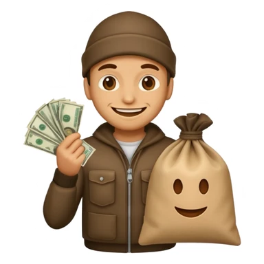 Robber emoji holding a bag of money sticker