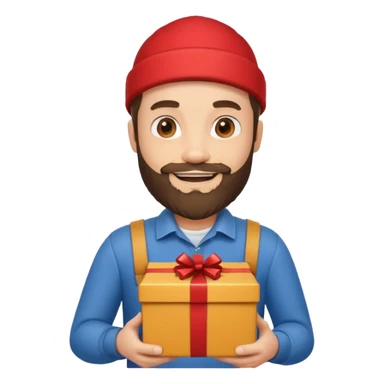 bearded man courier holding gift box sticker