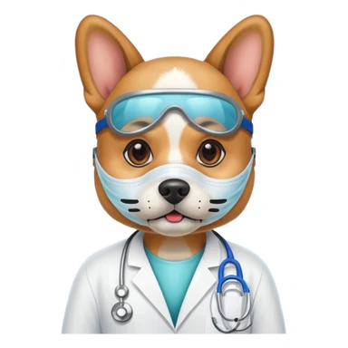 doctor dog wearing medical mask sticker