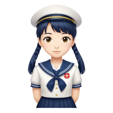 Cute Japanese high school girl in traditional sailor uniform with pleated skirt sticker