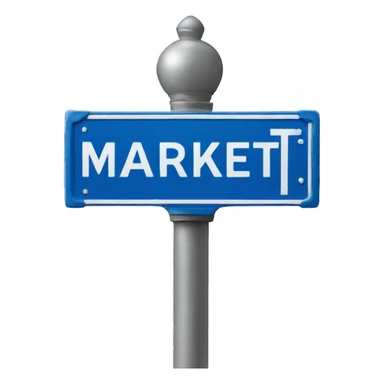 Street sign that says MARKET in blue sticker
