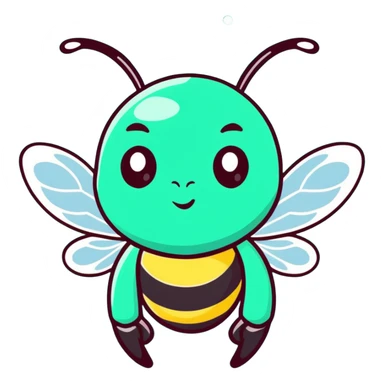 Glamorous mint green female bee with diamond-studded wings, rhinestone decorations, and glittery body sticker