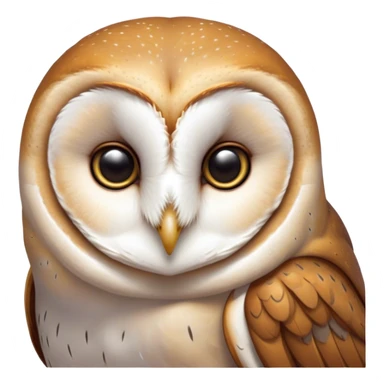 Cinematic Deep Thought Barn Owl Portrait Emoji, Head held high with a serene, contemplative gaze, showcasing its beautifully patterned plumage of white and brown, with eyes deeply focused as if pondering ancient secrets, Simplified yet majestically refined features, highly detailed, glowing with a soft, introspective light, high shine, poised and pensive, stylized with an air of profound wisdom, capturing the essence of an owl immersed in deep thought, so thoughtful it feels like it could silently whisper timeless wisdom from beyond the screen! sticker