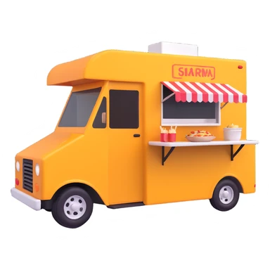 generate me a 3D shaorma food truck red sticker