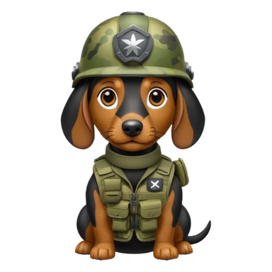 black Weiner dog with tactical war gear sticker