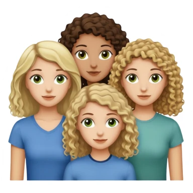 A trio of friends girls (one straight haired brown eyed brunette, another straight haired Blueish greenish eyed blonde and the last girl a browned eyed curly haired brunette sticker