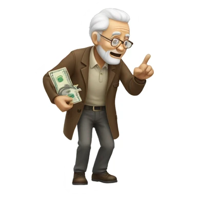 Old Man giving cash  sticker