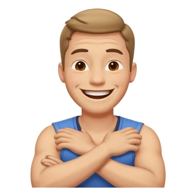 arms crossed around neck laughing guy sticker