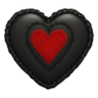 Wide black leather heart with red lace border sticker
