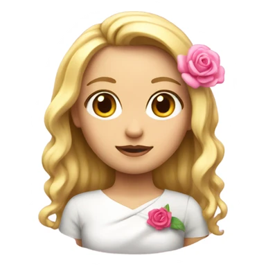 una chica rubia con un lazo rosa sticker