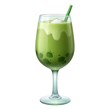 Iced Matcha latte in a wine glass sticker
