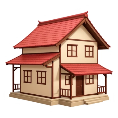 japan style wood house red beige sticker