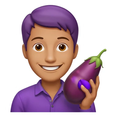 Man and eggplant sticker