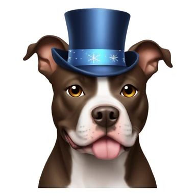 American Staffordshire Terrier dark brown in a New Year's hat sticker