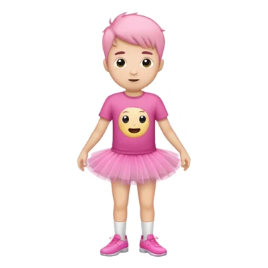 pink tutu wearing boy with tshirt sticker