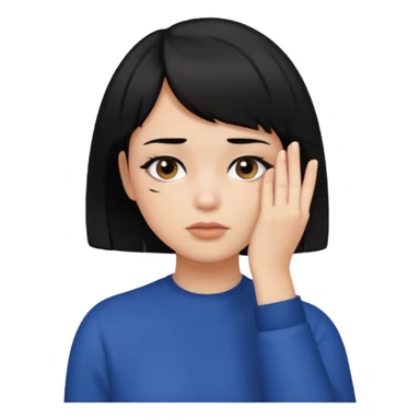 Girl with black hair and short hair  like boy hair who put her hand on her face like 🤦🏻‍♀️ sticker