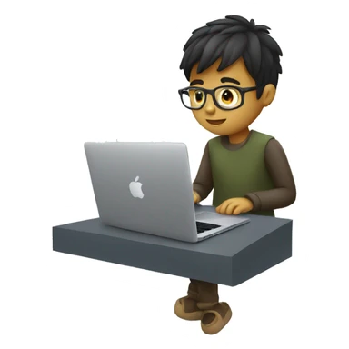 boy coding on the macbook, symmatrical sticker