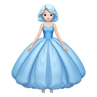 The bubble dress is typically a voluminous ball gown, designed to make Glinda look like she’s literally floating in a bubble. It features:  Pale blue or shimmering white-blue hues (in Ariana Grande’s movie version, it’s a soft, cotton-candy blue). sticker
