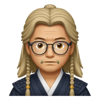Long Haired Samurai with Glasses,Long-haired ronin adjusting spectacles sticker