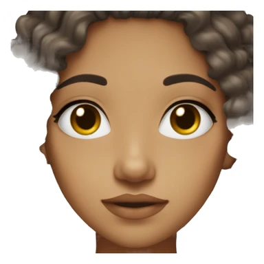 Aesthetic girl with black a bit brownish curly hair, brown eyes and olive brownish skin sticker