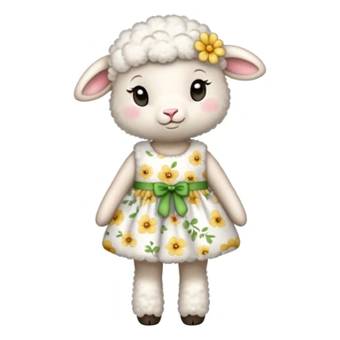 Little lamb wearing flower dress sticker