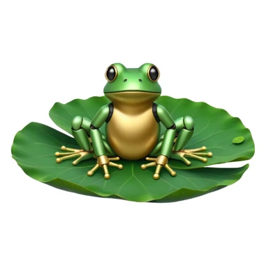 robot frog on lotus leaf sticker
