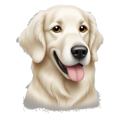White golden retriever with an espresso martini sticker