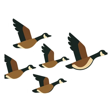 small Canadian geese flying in a classic V formation, lead goose at the right, easily identifiable as Canadian geese, for encouragement sticker