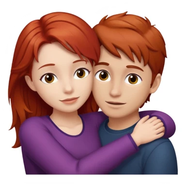 Red haired girl with brown hair boy romance sticker