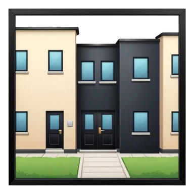 closed courtyard between apartment buildings, safe private yard, minimal flat vector icon sticker