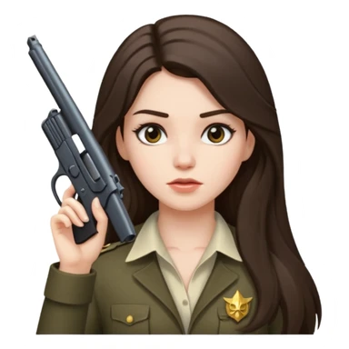A brunette with long hair girl who is about to kill herself witha gun pointed at her temple sticker
