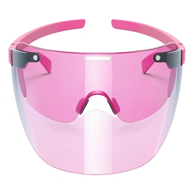 pink tinted shield visor glasses, frameless Y2K style, one continuous lens sticker