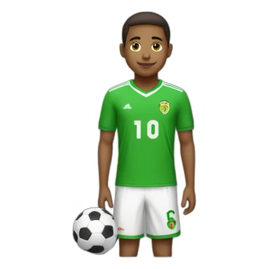 niño jugador de futbol con camiseta verde  sticker